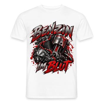Mottorad - Benzin im Blut Motorradfahren Biker/in - Männer T-Shirt - Weiß - Vorne - AI Model Male 178 dark (178cm)