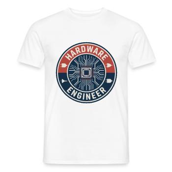 Vintage Computer Hardware Engineer Chip-Abzeichen oben - Männer T-Shirt - Weiß - Vorne - AI Model Male 178 dark (178cm)