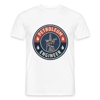 Vintage Petroleum Engineer Ölplattform Pumpjack-Abzeichen - Männer T-Shirt - Weiß - Vorne - AI Model Male 178 dark (178cm)