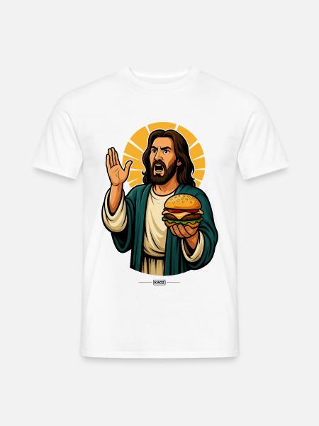 Burger Jesus Pop-Kunst - Männer T-Shirt - Weiß