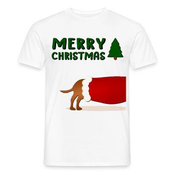 Froher Weihnachtshund - Männer T-Shirt - Weiß - Vorne - AI Model Male 178 dark (178cm)