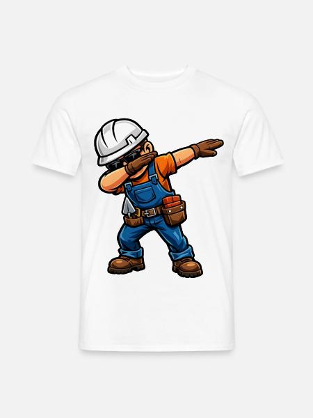Dabbing Maurer – Lustiges Handwerker Motiv - Männer T-Shirt - Weiß