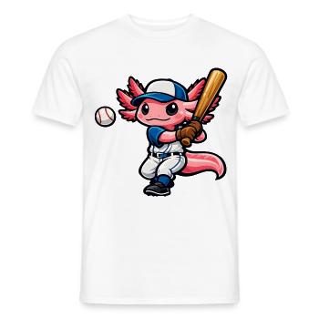 Axolotl beim Baseball – Süßes Sportmotiv - Männer T-Shirt - Weiß - Vorne - AI Model Male 178 dark (178cm)
