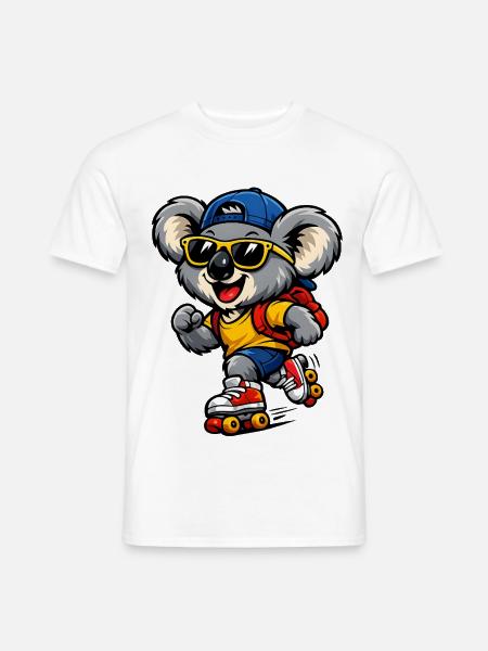 Koala mit Rollschuhen – Süßes Freizeitmotiv - Männer T-Shirt - Weiß