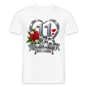 11.Hochzeitstag , 11 Jahre , Stahlhochzeit  - Männer T-Shirt - Weiß - Vorne - AI Model Male 178 dark (178cm)