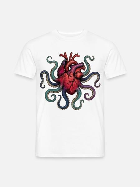 Anatomical Heart Octopus - Männer T-Shirt - Weiß