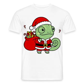 Süße Weihnachts-Chamäleon-Weihnachtsmann-Geschenktasche - Männer T-Shirt - Weiß - Vorne - AI Model Male 178 dark (178cm)