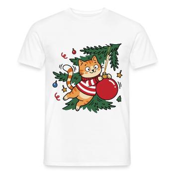 Frecher Weihnachts-Katzenbaum-Chaos-Feiertag - Männer T-Shirt - Weiß - Vorne - AI Model Male 178 dark (178cm)