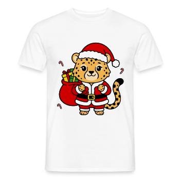 Süße Kawaii-Weihnachts-Gepard-Feiertags-Großkatze - Männer T-Shirt - Weiß - Vorne - AI Model Male 178 dark (178cm)