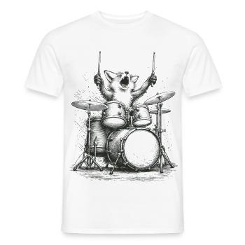 Fuchs spielt Schlagzeug Rock Musik Geschenk - Männer T-Shirt - Weiß - Vorne - AI Model Male 178 dark (178cm)