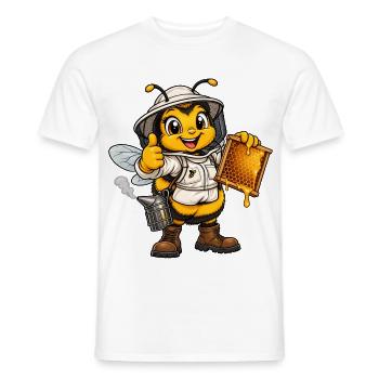 Hummel als Imker – Lustiges Bienenmotiv - Männer T-Shirt - Weiß - Vorne - AI Model Male 178 dark (178cm)