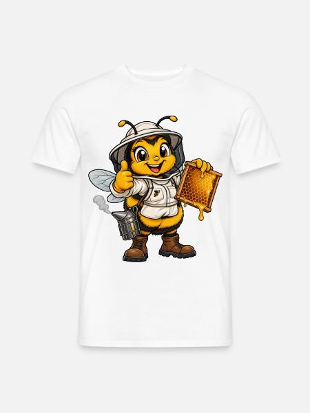 Hummel als Imker – Lustiges Bienenmotiv - Männer T-Shirt - Weiß