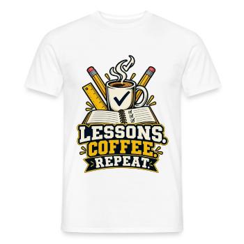 Lessons Coffee Repeat – Lehrer T-Shirt - Männer T-Shirt - Weiß - Vorne - AI Model Male 178 dark (178cm)