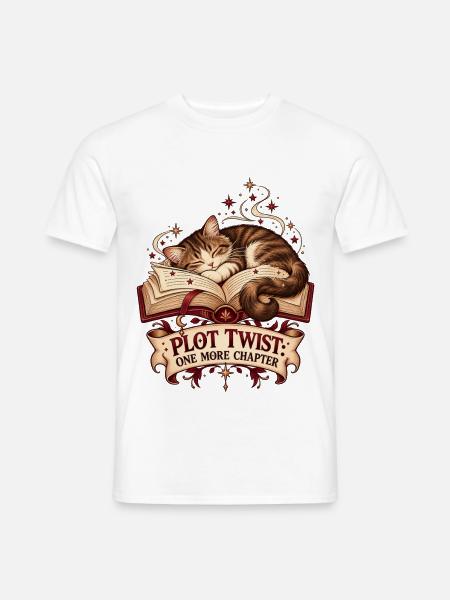 Bücherkater – Katze & Bücher T-Shirt - Männer T-Shirt - Weiß