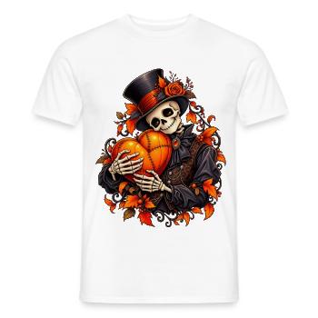 Gothic Skelett mit Kürbis Herz zu Halloween - Männer T-Shirt - Weiß - Vorne - AI Model Male 178 dark (178cm)