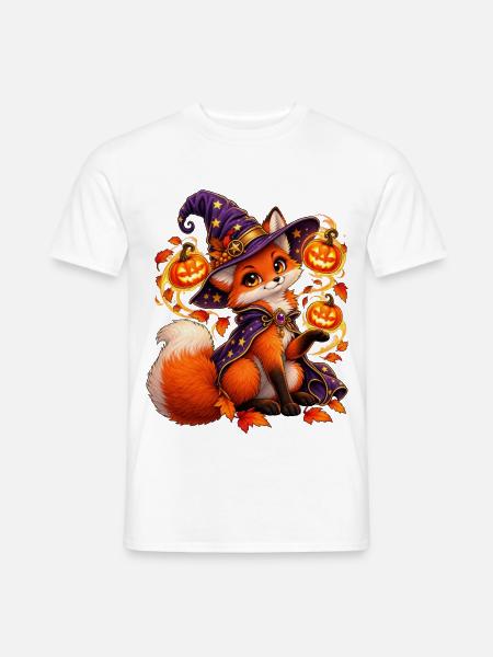 Kleiner Magischer Fuchs zu Halloween - Männer T-Shirt - Weiß
