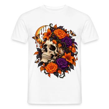 Gothic Totenkopf mit Blumen Halloween - Männer T-Shirt - Weiß - Vorne - AI Model Male 178 dark (178cm)
