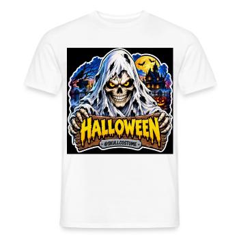 SkullCostume – Halloween Edition: Der Geist - Männer T-Shirt - Weiß - Vorne - AI Model Male 178 dark (178cm)