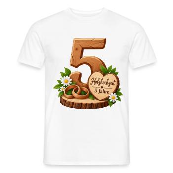 5.Hochzeitstag , Holzhochzeit , 5 Jahre  - Männer T-Shirt - Weiß - Vorne - AI Model Male 178 dark (178cm)