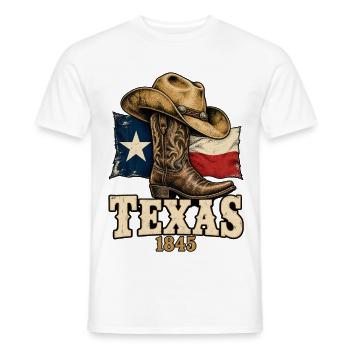 Texas 1845 - Cowboy Boot Flagge - Männer T-Shirt - Weiß - Vorne - AI Model Male 178 dark (178cm)