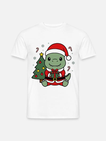 Kawaii-Dinosaurier-Weihnachtsbaum-Weihnachtsbaum-Geschenk - Männer T-Shirt - Weiß