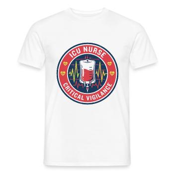 Intensivpfleger-Intensivpfleger-Vitalmonitor-Badge-Geschenk - Männer T-Shirt - Weiß - Vorne - AI Model Male 178 dark (178cm)