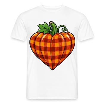 Kürbisherz im Karomuster - Männer T-Shirt - Weiß - Vorne - AI Model Male 178 dark (178cm)