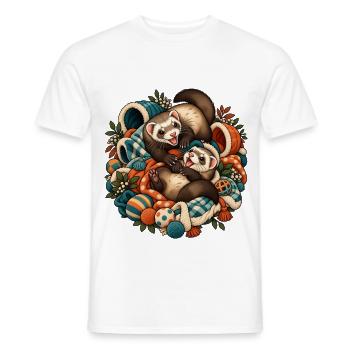 Herbstliche Otterfreunde Kuschelduo - Männer T-Shirt - Weiß - Vorne - AI Model Male 178 dark (178cm)