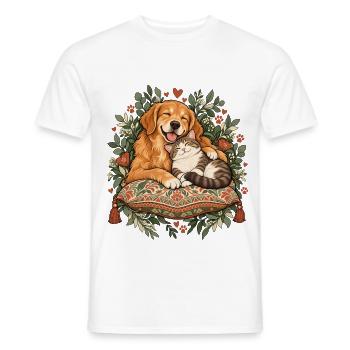 Herzpfoten Kuschelduo - Männer T-Shirt - Weiß - Vorne - AI Model Male 178 dark (178cm)