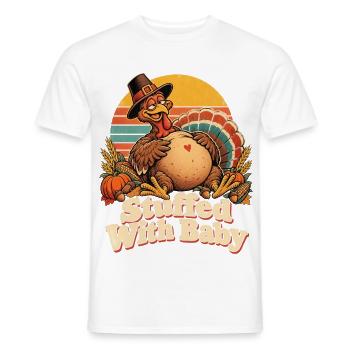 Thanksgiving Stuffed With Baby Truthahn Retro - Männer T-Shirt - Weiß - Vorne - AI Model Male 178 dark (178cm)