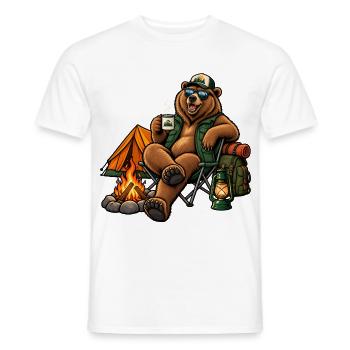 Grizzly beim Camping – Bärisches Outdoor-Abenteuer - Männer T-Shirt - Weiß - Vorne - AI Model Male 178 dark (178cm)