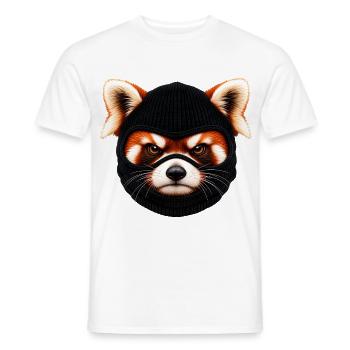 Roter Panda mit Sturmhaube – Freches Tiermotiv - Männer T-Shirt - Weiß - Vorne - AI Model Male 178 dark (178cm)