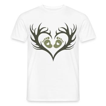 Baby-Jäger | Baby-Fußspuren und Geweihe - Männer T-Shirt - Weiß - Vorne - AI Model Male 178 dark (178cm)