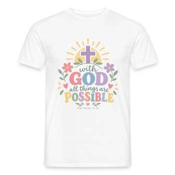 Mit Gott ist alles möglich. - Männer T-Shirt - Weiß - Vorne - AI Model Male 178 dark (178cm)