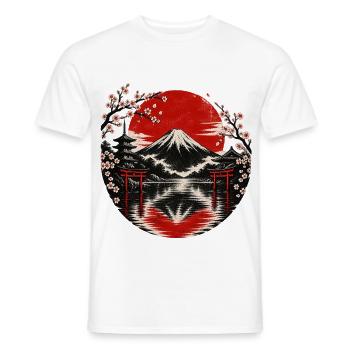 Fuji-Sonnenkreis mit Kirschblüten - Männer T-Shirt - Weiß - Vorne - AI Model Male 178 dark (178cm)