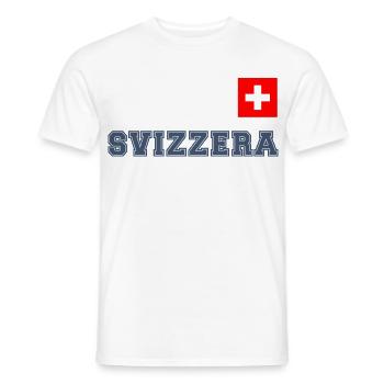SVIZZERA - SCHWEIZ Trikot Look - mit Fahne Flagge - Männer T-Shirt - Weiß - Vorne - AI Model Male 178 dark (178cm)