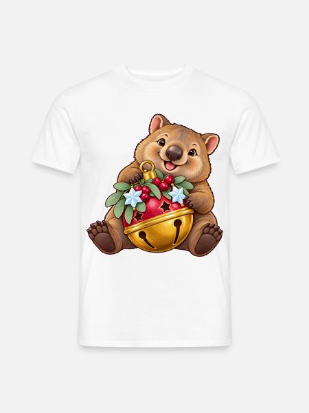 Wombat mit fröhlicher Beerenglocke - Männer T-Shirt - Weiß