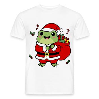 Niedliche Kawaii-Weihnachtsfrosch-Weihnachtsmann-Sack-Geschenkkunst - Männer T-Shirt - Weiß - Vorne - AI Model Male 178 dark (178cm)
