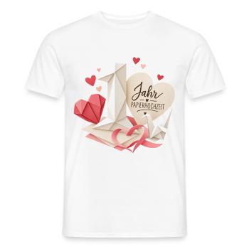 1.Hochzeitstag Papierhochzeit - Männer T-Shirt - Weiß - Vorne - AI Model Male 178 dark (178cm)