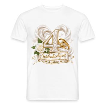 4.Hochzeitstag , Seidenhochzeit 4 Jahre  - Männer T-Shirt - Weiß - Vorne - AI Model Male 178 dark (178cm)