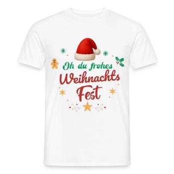 Oh Du Frohes Weihnachtsfest Nikolaus Geschenk    - Männer T-Shirt - Weiß - Vorne - AI Model Male 178 dark (178cm)