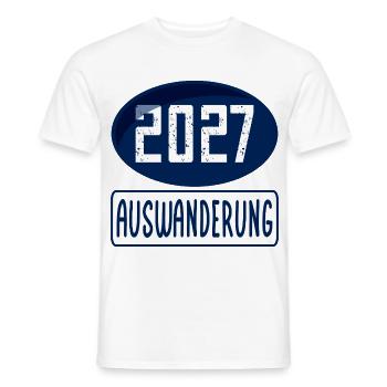Auswanderung 2027 - Männer T-Shirt - Weiß - Vorne - AI Model Male 178 dark (178cm)