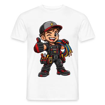 Elektriker Kawaii Style – Süßes Handwerkermotiv - Männer T-Shirt - Weiß - Vorne - AI Model Male 178 dark (178cm)