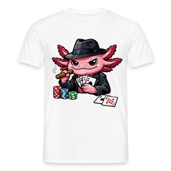 Axolotl beim Pokern – Süßer Pokerfan - Männer T-Shirt - Weiß - Vorne - AI Model Male 178 dark (178cm)