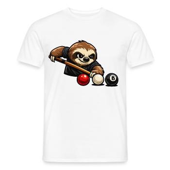Faultier beim Billard – Entspanntes Spielmotiv - Männer T-Shirt - Weiß - Vorne - AI Model Male 178 dark (178cm)