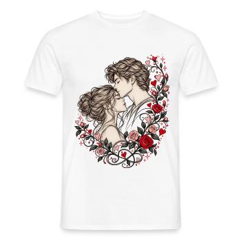 Liebespaar Rosen Valentinstag Romantik Pärchen - Männer T-Shirt - Weiß - Vorne - AI Model Male 178 dark (178cm)