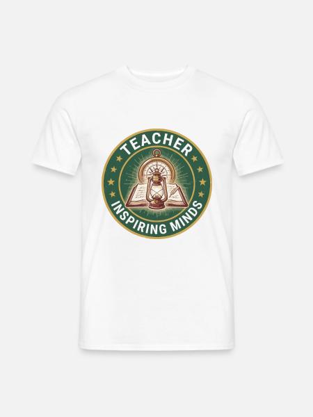 Lehrer, Hardcover-Buch Kompass-Laternenabzeichen Geschenk - Männer T-Shirt - Weiß