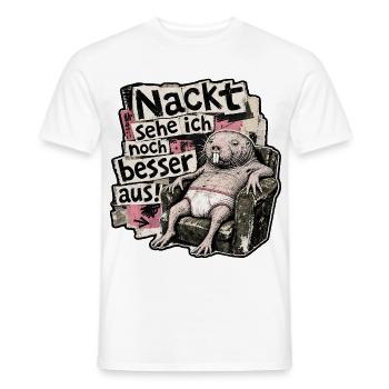 Nackt sehe ich noch besser aus - Nacktmull lustig - Männer T-Shirt - Weiß - Vorne - AI Model Male 178 dark (178cm)
