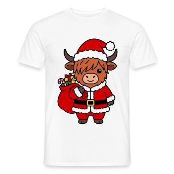 Kawaii Highland Cow Santa Kleidung Weihnachten - Männer T-Shirt - Weiß - Vorne - AI Model Male 178 dark (178cm)
