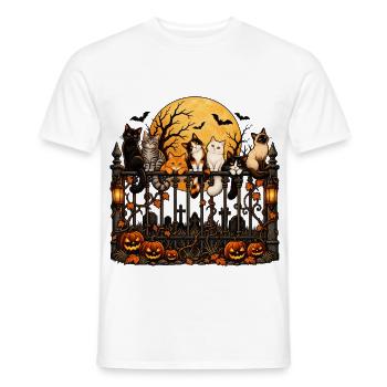 Mondnacht Katzen auf dem Zaun - Männer T-Shirt - Weiß - Vorne - AI Model Male 178 dark (178cm)